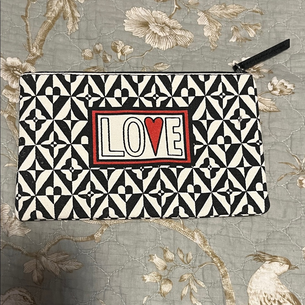Brighton Black and White LOVE Clutch / Makeup Bag